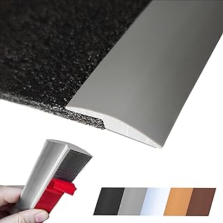 Floor Transition Strip Self Adhesive Carpet Wood Tile Vinyl Flooring Laminate Transition Cover Edge Trim Gap Doorway Threshold for Uneven Floors Heights Within 5 mm (Gray, 120 inches)