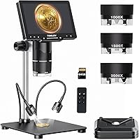 Vista 1 de TOMLOV TriL107 Microscopio digital de 3 lentes: Lupa de microscopio de monedas HDMI de 7 "2500X 2K para visión completa de monedas con pantalla IPS