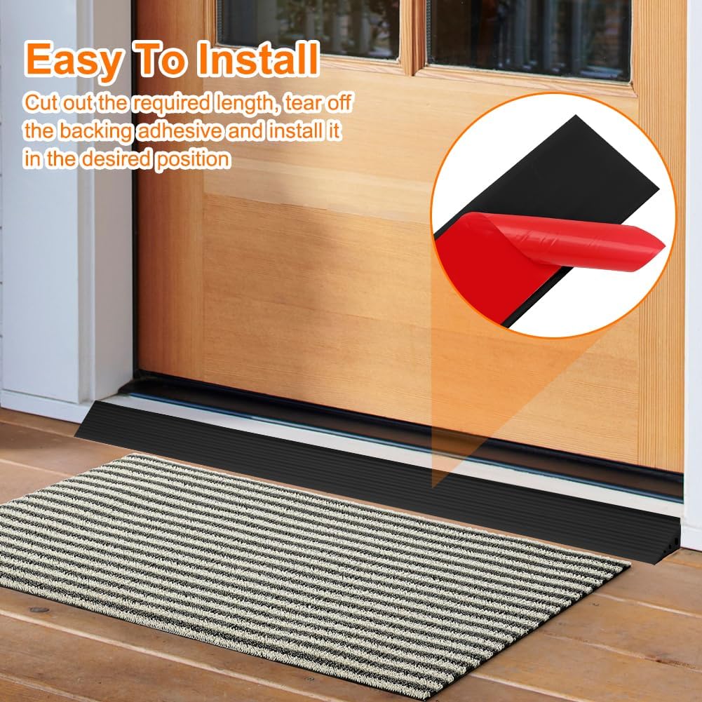 Rampa di Soglia per Porta in TPE, Altezza 2 cm, Carico Max 500 kg, Antiscivolo | per Sedie a Rotelle (Elettriche), Passeggini, Robot Aspirapolvere, Disabili | Design Resistente (Nero, 100x6x2cm)
