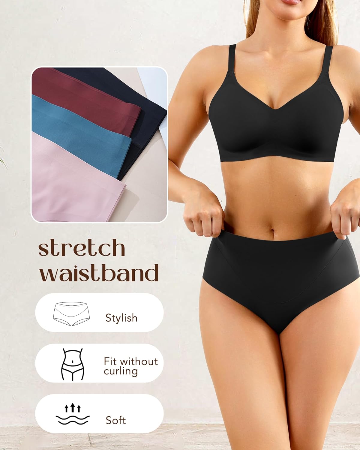 LEVAO Womens Underwear High Waist Seamless Briefs Full Coverage No Show Ladies Panties 4 Pack S-XXL - Image 4