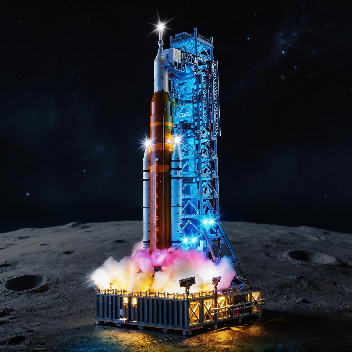 Nitemode Light Kit Compatible with Lego NASA Artemis Space Launch System 10341 Building Set | Upgraded RC & Multi-Mode Dimming & Zonal Lighting & Selectable Sound Effects(NOT Included 10341 Set)