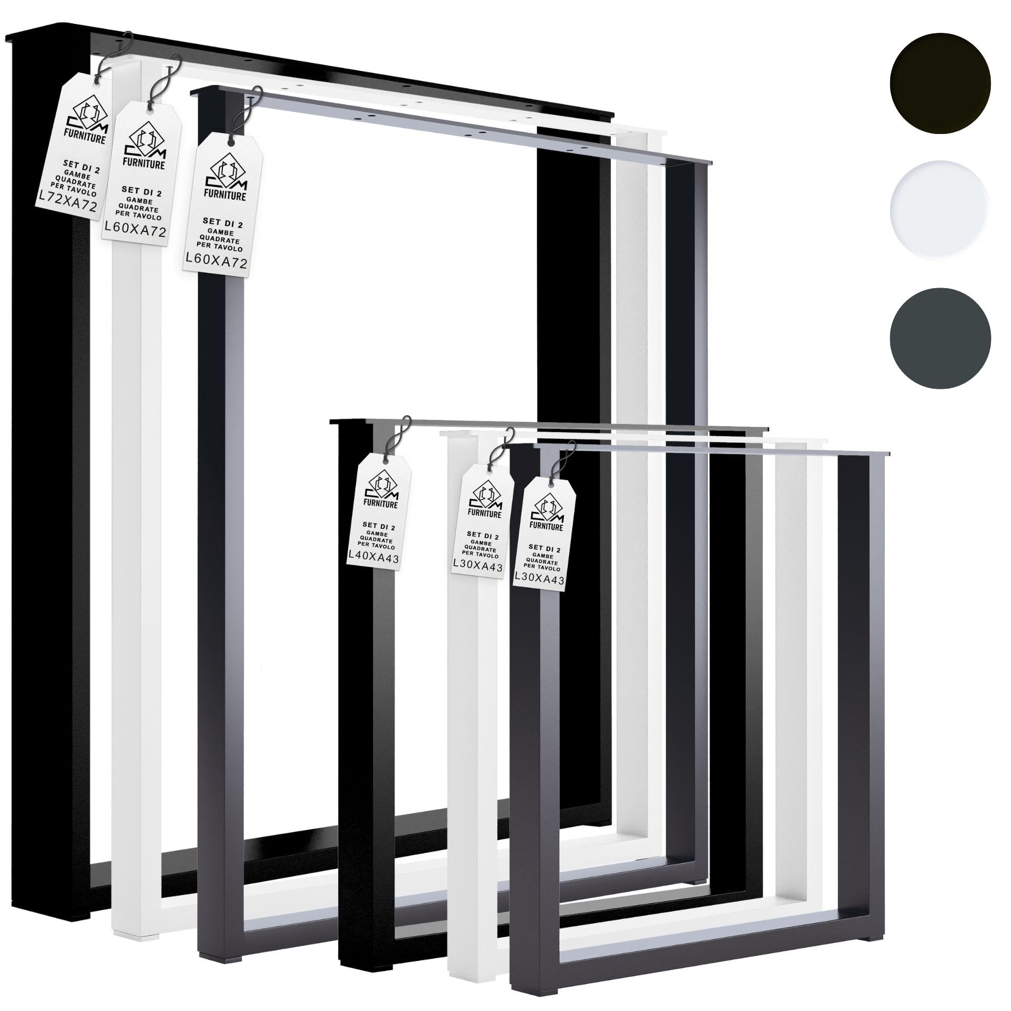 Gambe per Tavolo Nero Gambe Scrivania Set Due per Tavolo/Tavolino Piedi Per Tavola in Ferro Set di 2 Piedi Quadrate 72x60 cm Robuste Moderno Struttura per da Pranzo Scrivania Panca