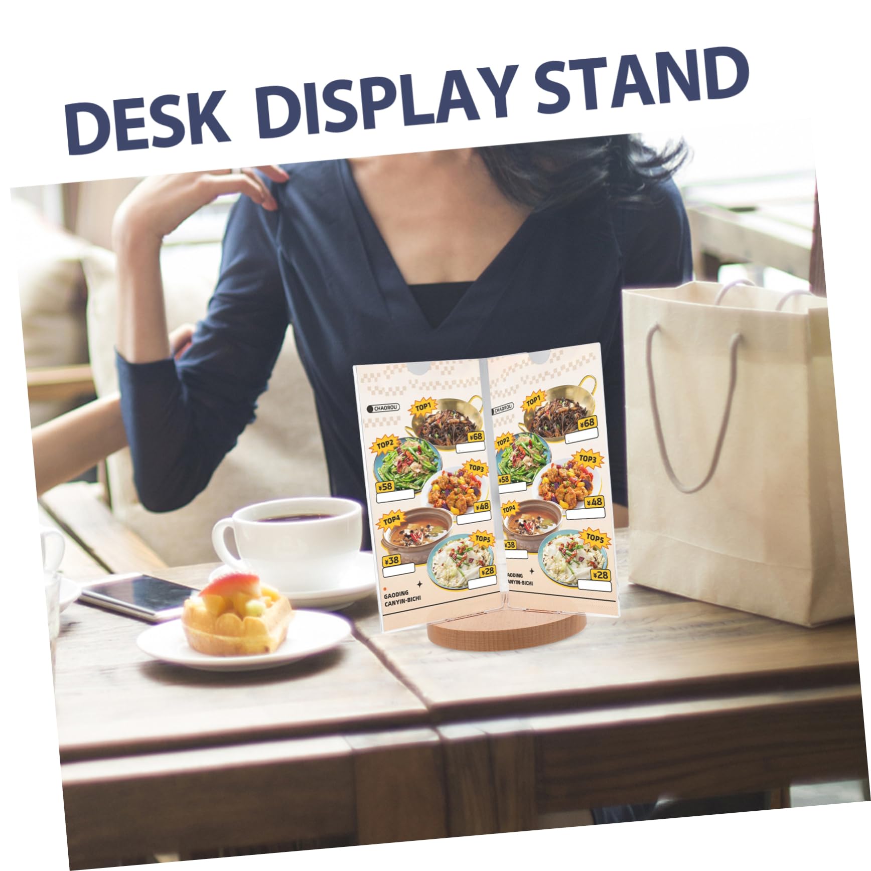 Soporte De Menú De Escritorio Rotativo Base Para Exhibición De Menús Multiside Exhibidor De Carteles Para Restaurantes Bares y Eventos