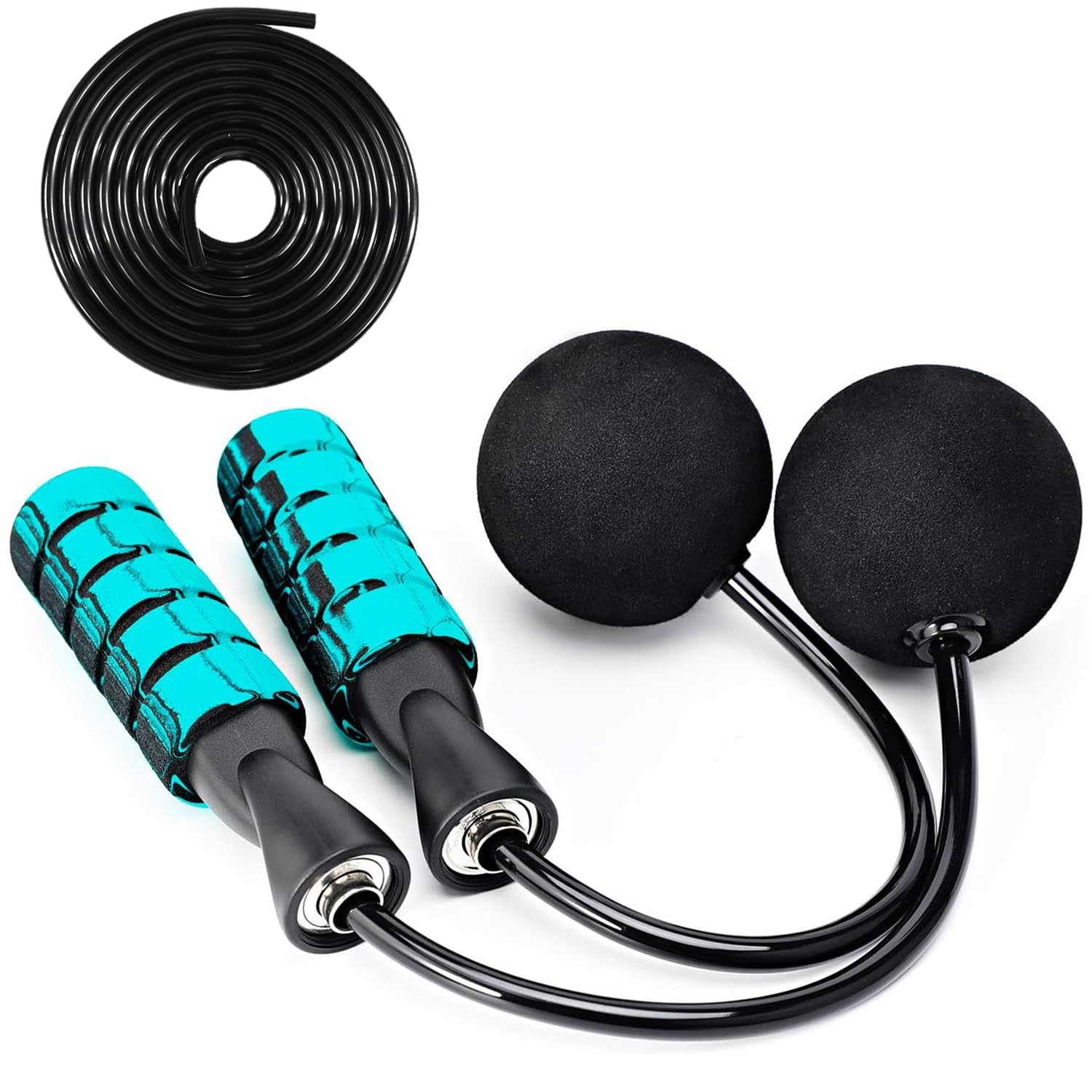 Coniflor 2 in 1 Jump Rope for Women Men and Kids - Tangle-Free Cordless Skipping Jump Rope with Ball Bearings and Foam Handles for Rapid Speed Fitness
