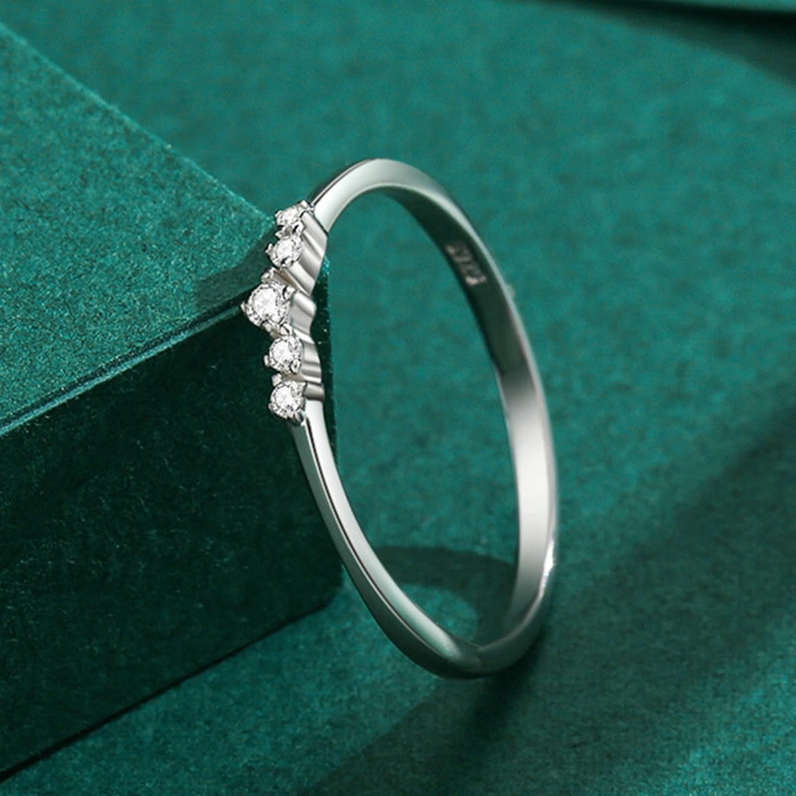 Anillo Mujer, Anillos Mujeres Delicado Anillo Apilable con Diamantes Fabricados en Laboratorio Plata Platino Tamaño 62 (19.7)