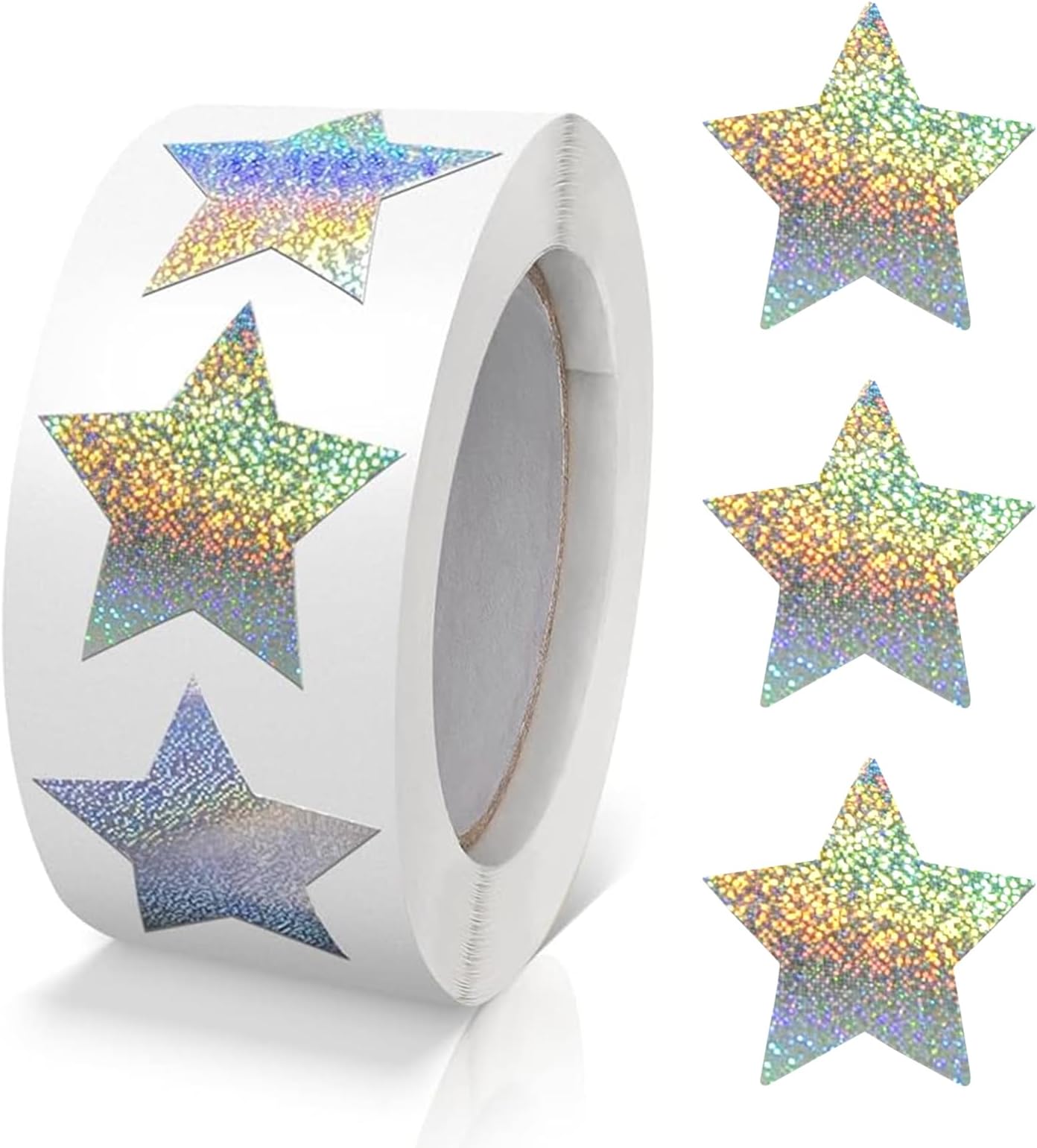Silver Star Stickers Roll 2.5 cm Self Adhesive Stars Labels Decal Waterproof Removable for Children Teacher Business 500 PCS