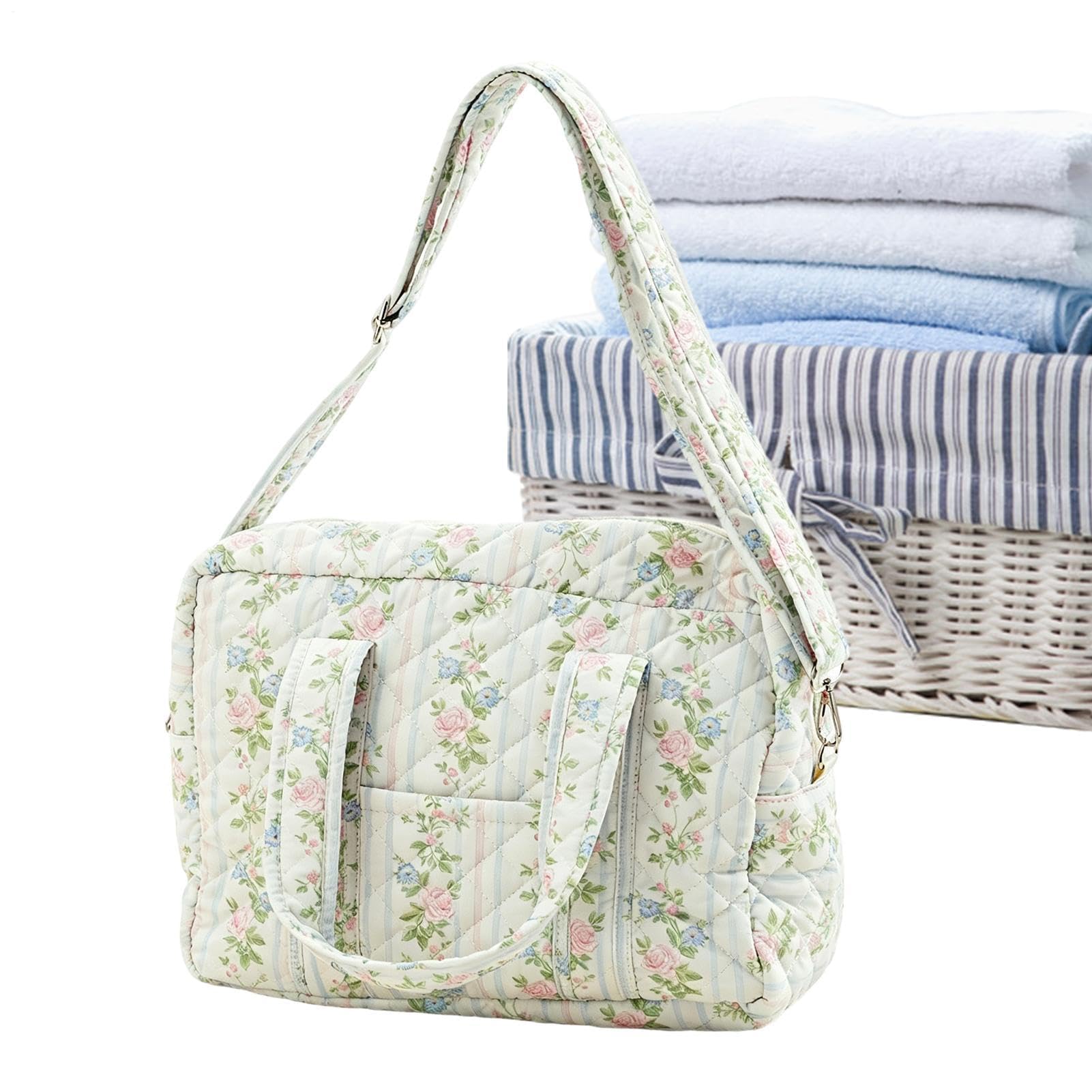 Bolsa de pañales acolchada de mezcla de algodón, bolsa de almacenamiento de fin de semana para mamá: hospital, habitación de los niños, oficina, compras, gimnasio