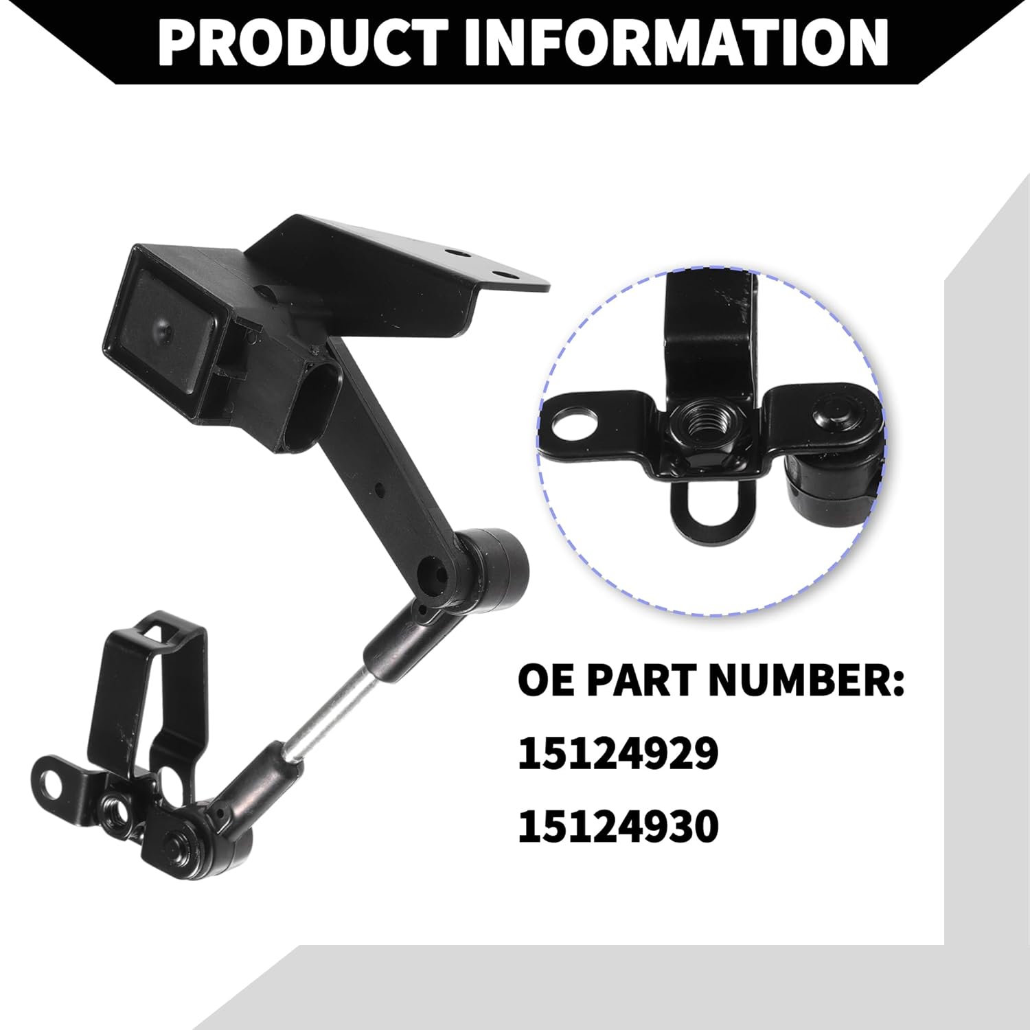 No.15124929 Suspension Ride Height Level Sensor for Hummer H2 2003-2009/ Rear Left Right Headlight Level Sensor/Durable Metal/ 1 Pair Black