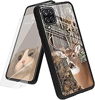 Vista 93 de Funda para Samsung Galaxy A12 5G con protector de pantalla, parte trasera de vidrio templado + TPU de silicona suave que absorbe los golpes