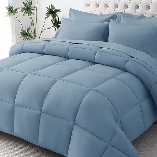 Miniatura 36 de JOLLYVOGUE Juego de edredón tamaño Queen, cama ultrasuave en una bolsa, tamaño Queen de 7 piezas, juego de cama certificado Oeko-TEX con edredón