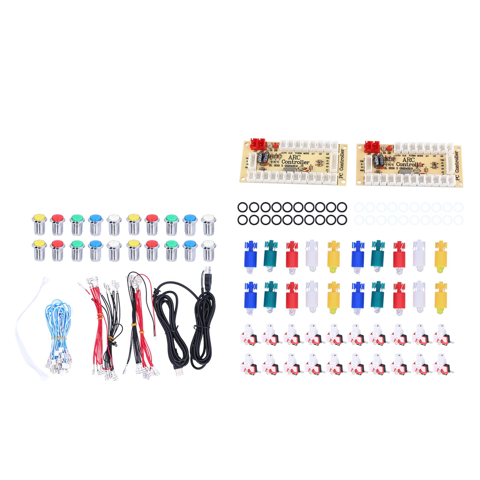 Gra Zręcznościowa DIY Części Wysokiej Jakości Przyciski LED do Gier Komputerowych 5V Konsola do Gier Arkadowych Galwanizacja Zestaw Joysticków Kolorowe (Podwójnie galwanizowany przycisk w
