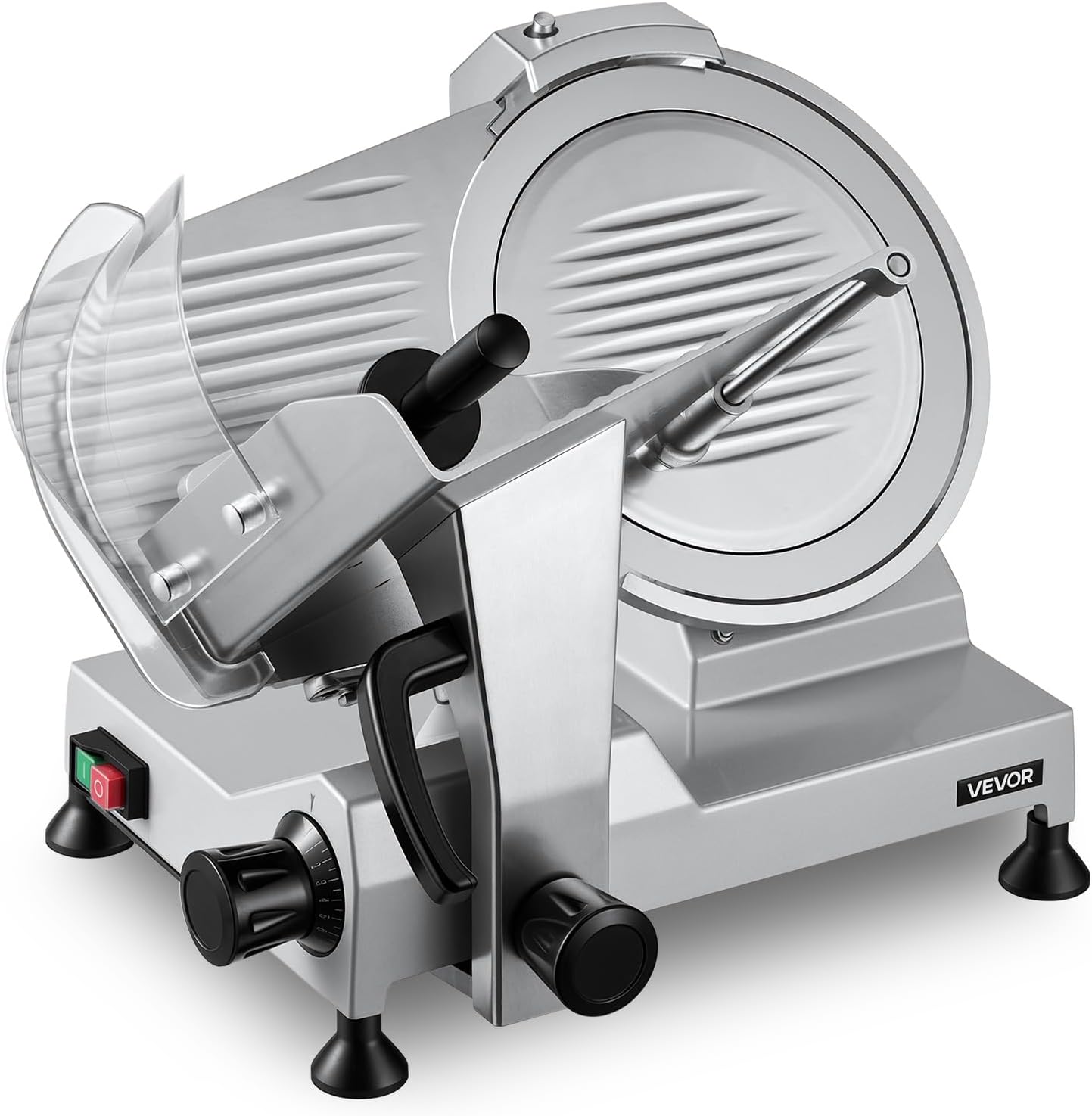 VEVOR Commercial Meat Slicer, 320W Electric Deli Food Slicer with 12" Carbon Steel Blade, Built-In Sharpener & 0-0.6" Adjustable Thickness for Frozen Meat, Ham, Baguett, Steak, UL Approved