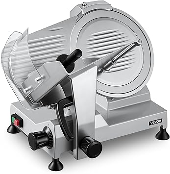 VEVOR Commercial Meat Slicer, 320W Electric Deli Food Slicer with 12" Carbon Steel Blade, Built-In Sharpener & 0-0.6" Adjustable Thickness for Frozen Meat, Ham, Baguett, Steak, UL Approved