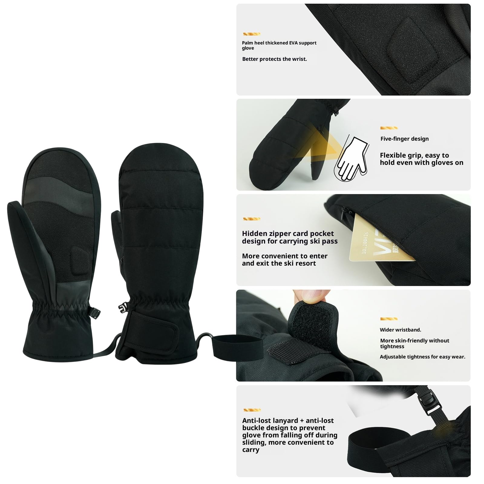 Gants de ski pour adultes, isolation thermique, imperméables, coupe-vent, pour temps froid, gants de snowboard pour hommes et femmes, ski, snowboard, gants de ski imperméables pour