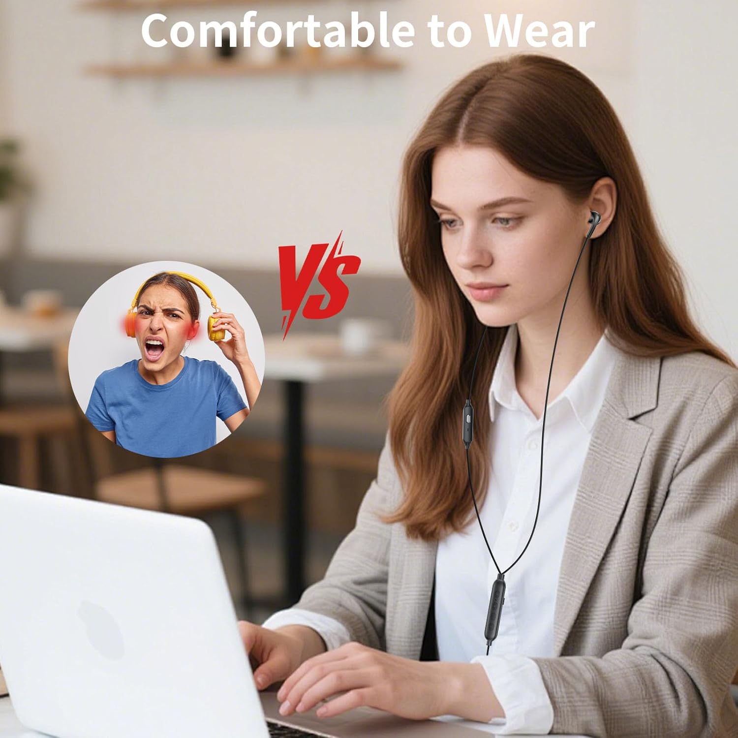 ACAGET USB Computer Headphones for PC, Adjustable Sound & Vocal EQs Corded Gaming Headset, USB A Zoom Meeting Earbuds with Mute Mic & Volume Control HiFi Stereo Laptop Earphones for Dell Surface