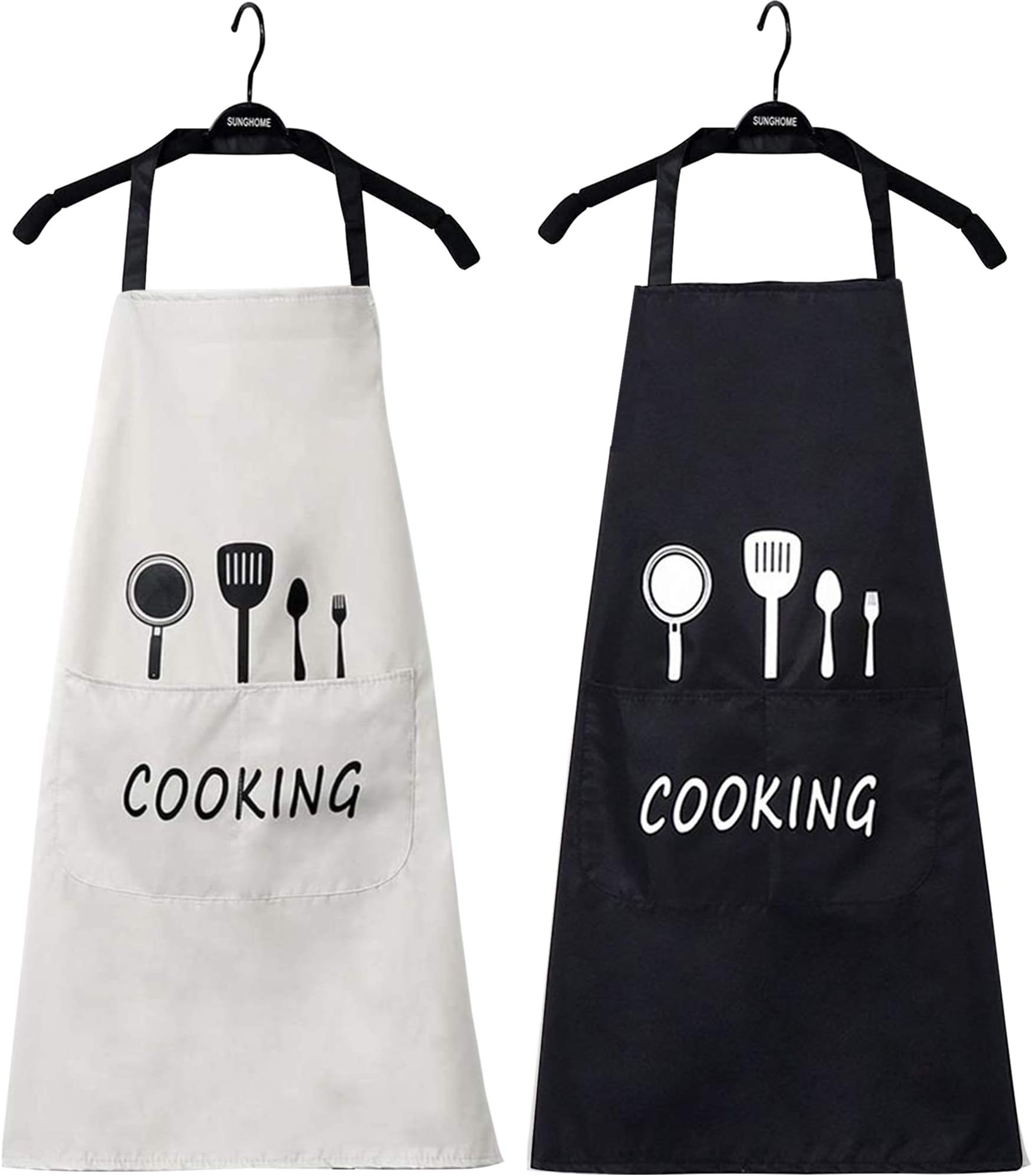 Hivory Kitchen Bib Apron - 2 Pack - Waterproof and Oil Proof - Great For Men Women Adult - Chef's Favorite With Pocket