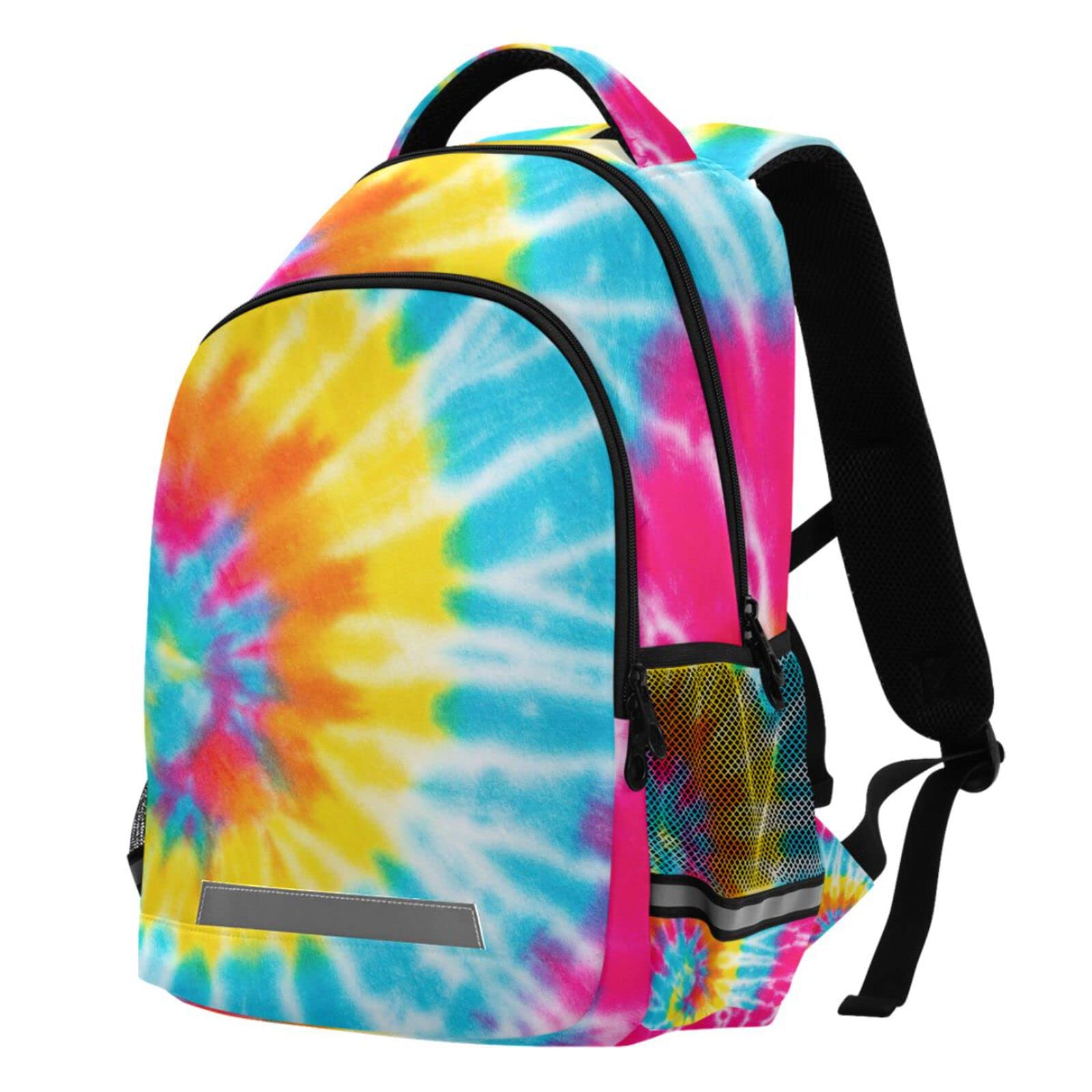 MFTJYO Tie Dye Backpack Rainbow Backpack for Girls Swirl School Book Bag Iridescent Elementary Schoolbag Kids Bookbag College Travel Laptop Daypack