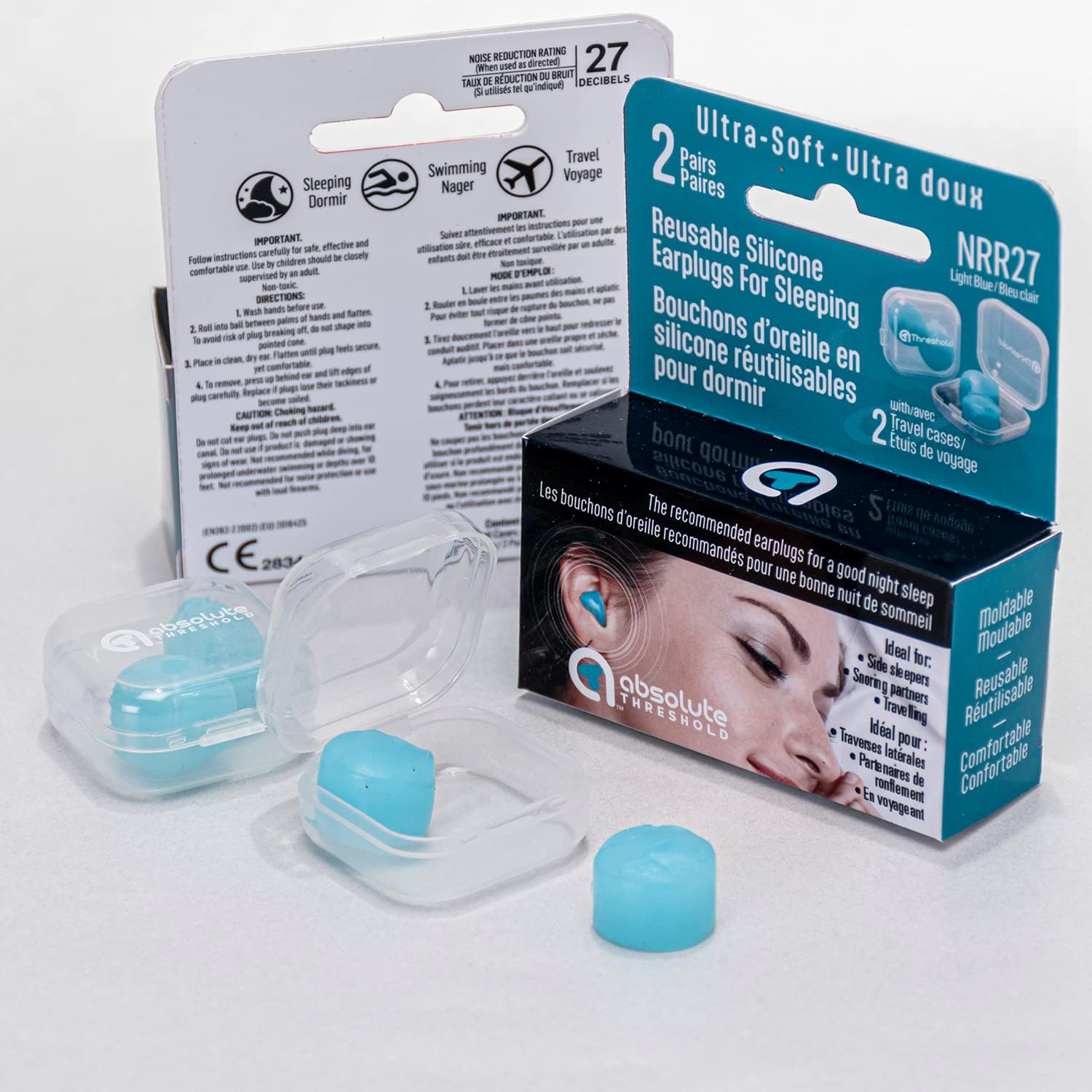 Reusable Ultra Soft Silicone Earplugs for Sleeping, Travel
