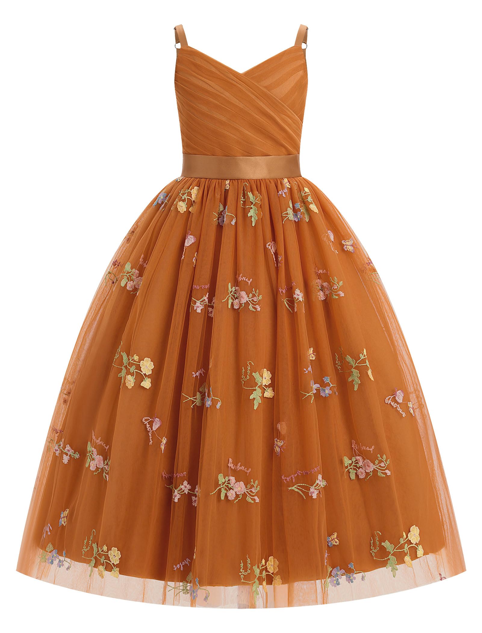 IDOPIP Blumenmädchenkleid für Hochzeit, formelle Festzüge, Kleider für Mädchen, Junior, Brautjungfer, Erstkommunion, Geburtstag, Tüllkleid