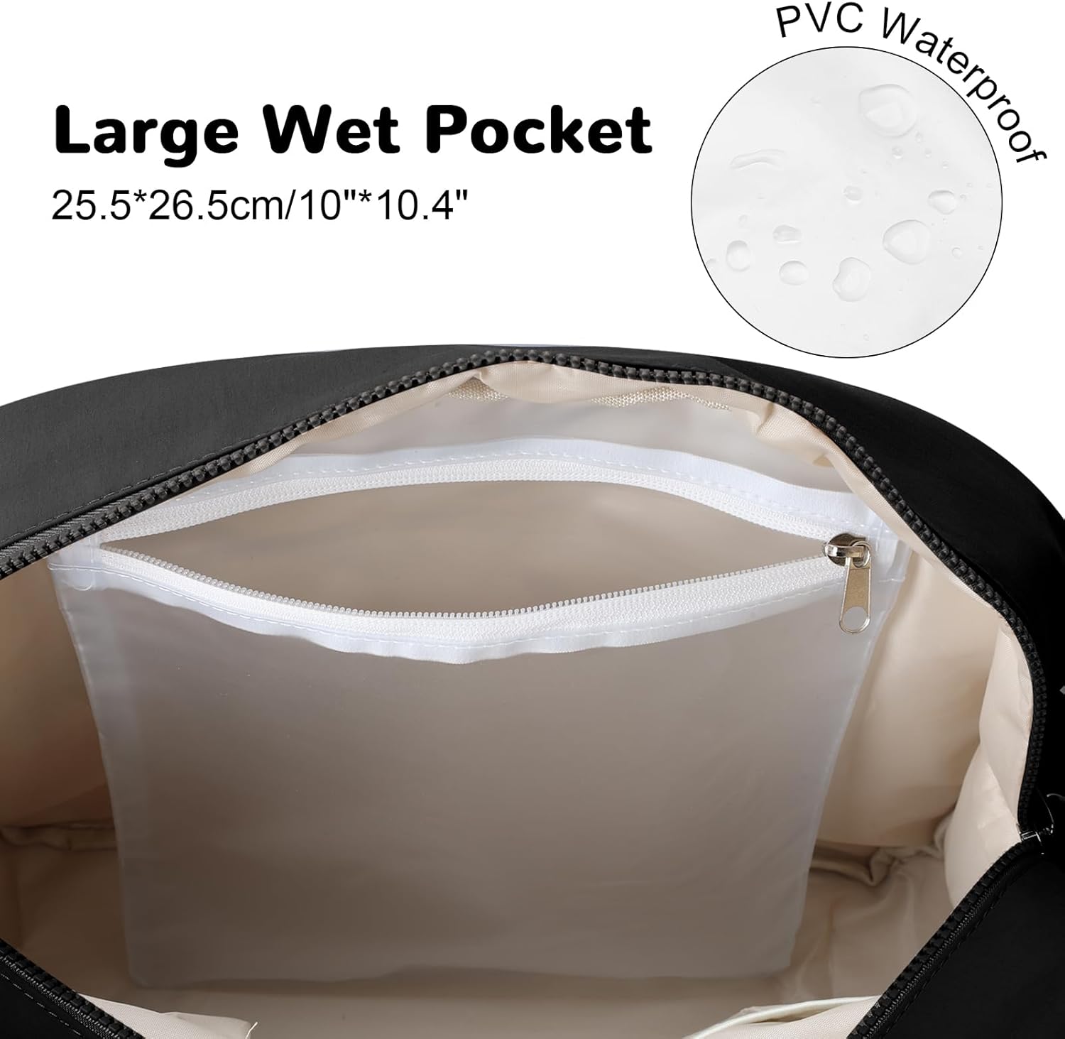 20L Puffer Gym Bag for Women, Small Personal Item Travel Duffle Bag with Wet Pocket for Airplane, Black - Image 4