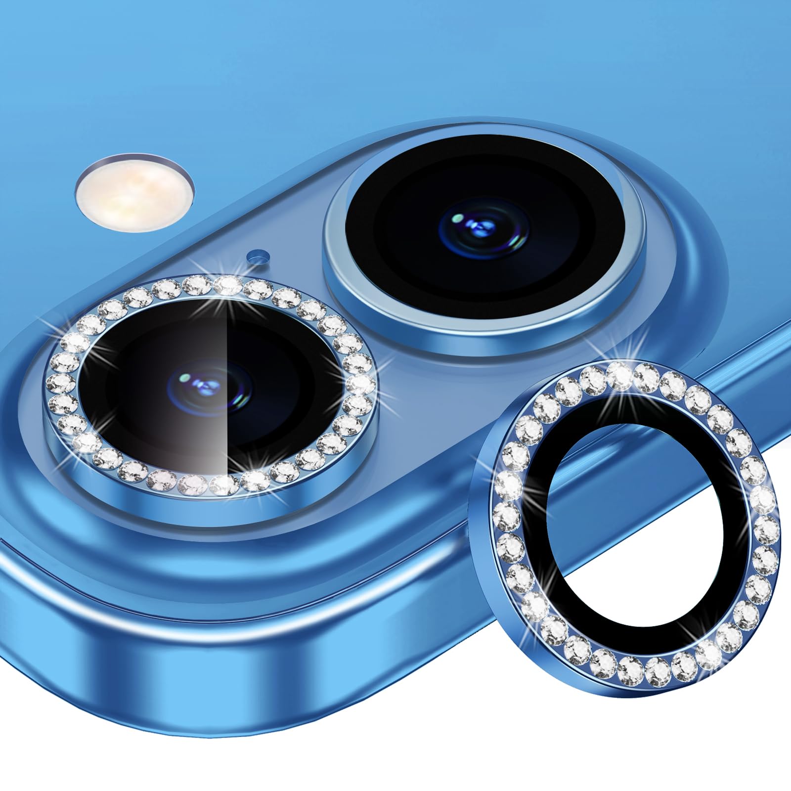 Xfilm for iPhone 16/16 Plus Camera Lens Protector Bling Individual Metal Diamond Ring 9H Hardness Scratchproof Protector, Stylish Phone Accessories,