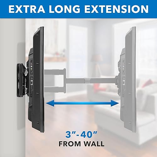 Miniatura 3 de Mount-It! Soporte de pared de brazo largo, soporte de pared con brazo articulado de extensión de 40 pulgadas, compatible con pantallas 42, 47, 50,