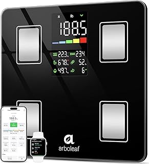 Arboleaf Smart Scale with BMI, Body Fat, Muscle Mass, Digital Bathroom Scale for Body Weight, 14 Body Composition Metrics, Large LED Display, Accurate Weighing Machine, App Sync, 400lbs, 11"
