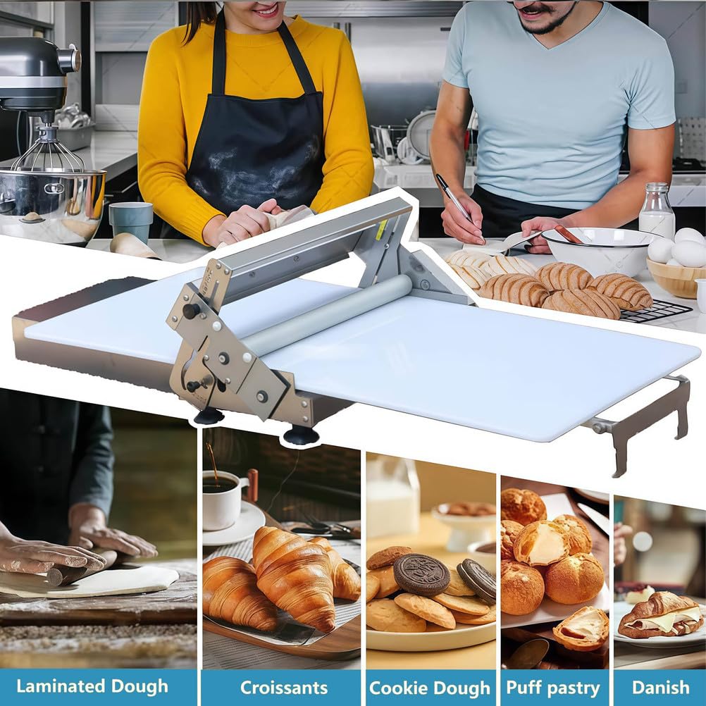 Laminatoio manuale per impasto, spessore regolabile per cottura professionale di croissant e pasticceria