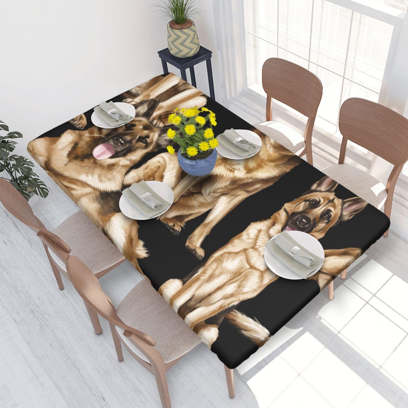 BNVSADC German shepherd Printed 4FT Tablecloth 122x76 CM Polyester Kitchen Water Resistant Table Cloth Dining Table Decoration Table Covers