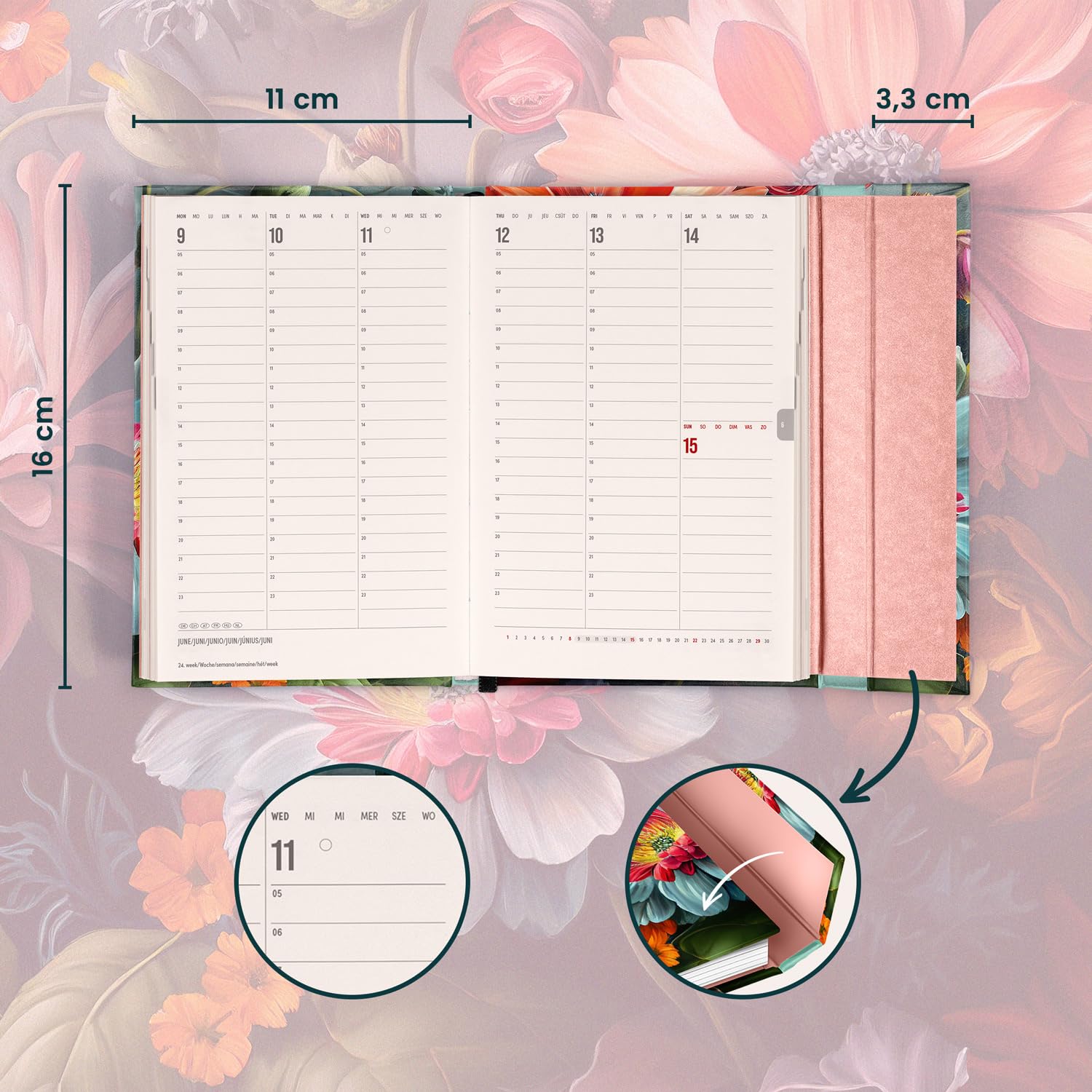 NOTIQUE Pocket Calendar 2025 Approx. A6, Diary with Magnetic Closure ...