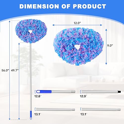 Vista 54 de Limpiador de ventilador de techo reutilizable de microfibra para ventilador de techo, limpiador extraíble con poste de extensión que se ajusta de 13