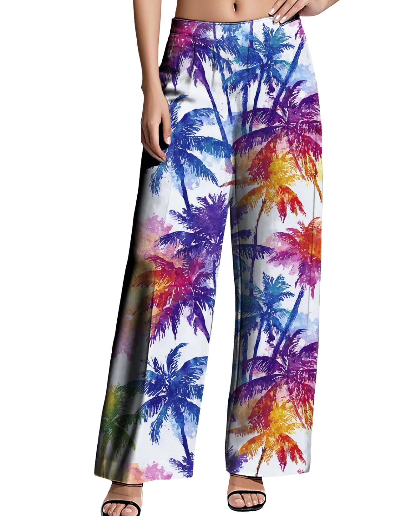 Womens Wide Leg Pants Pattern Print Lounge Trousers Casual Loose High Waisted Comfy Classic Pant for 2025 Summer