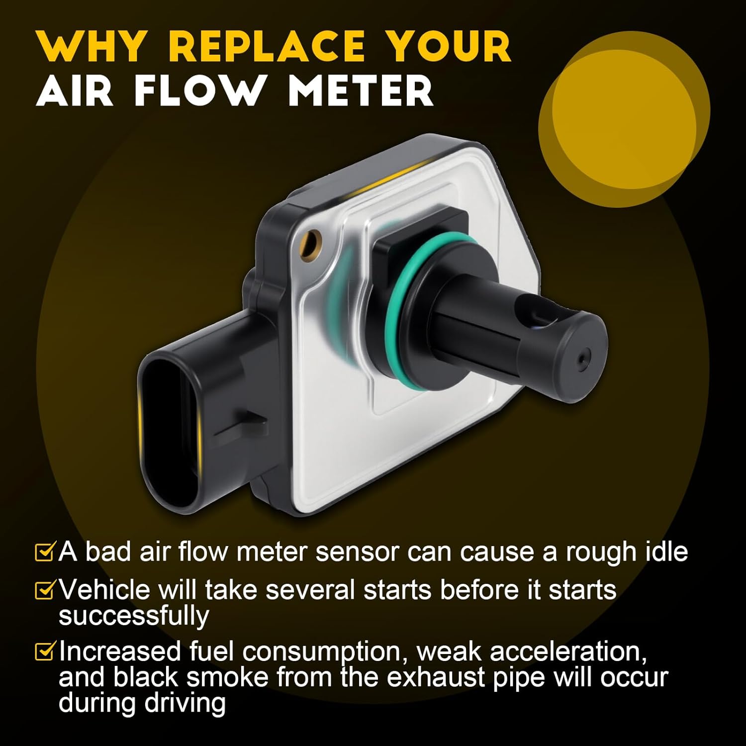 OCPTY Mass Air Flow Sensor Fits 1995-1999 for Oldsmobile Aurora 1996-1999 for Cadillac DeVille Eldorado Seville 19112618 19179717