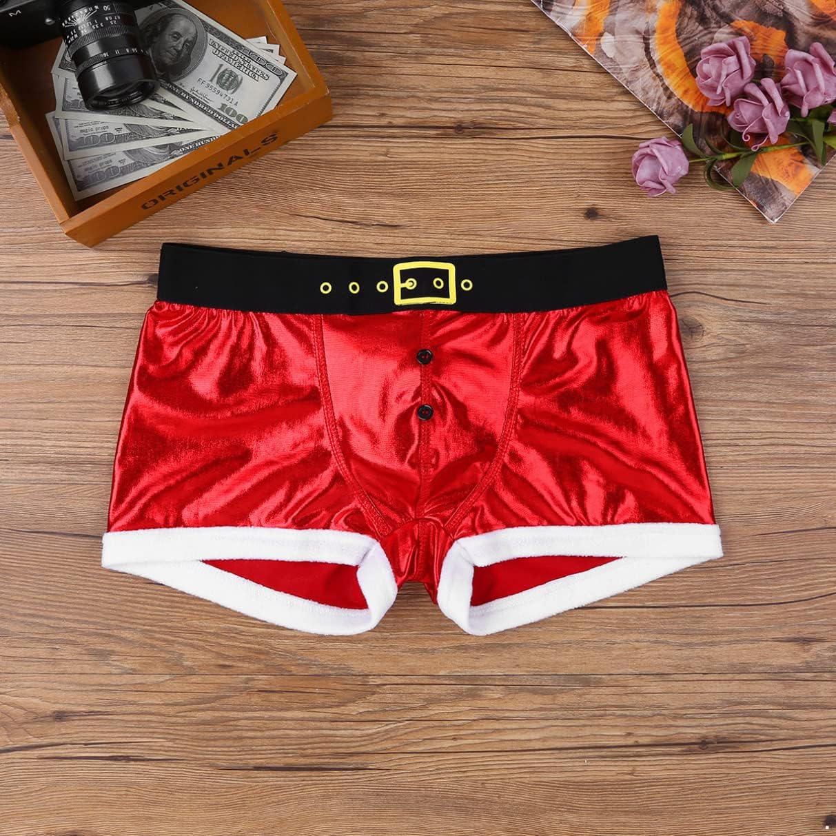 Mens Christmas Holiday Santa Claus Shorts Boxer Lingerie Underwear Fancy Dress up