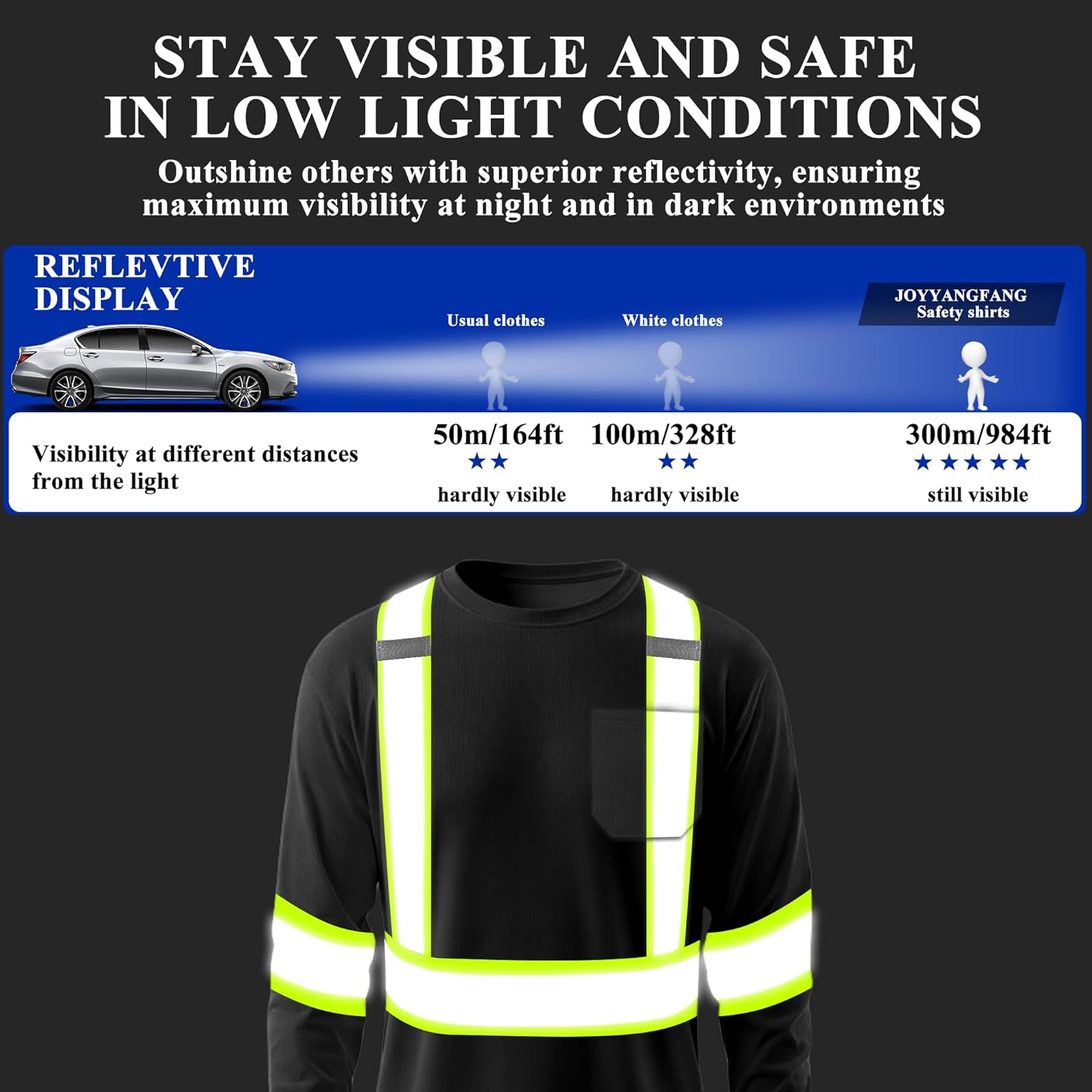 Hi Vis Heavy Duty Men's Long Sleeve Reflective Safety T Shirts Bulk for Work Warehouse Construction Class 3 - Image 2
