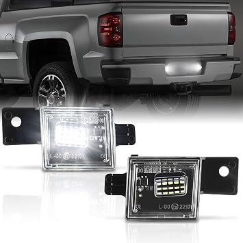POPMOTORZ LED لوحة ترخيص ضوء متوافق مع 2014 2015 2016 2017 2018 2019 2020 2021 2022 تشيفي سيلفرادو GMC سييرا 1500 2500 HD 3500 HD 2015-2021 كولورادو كانيون شاحنة صغيرة 6000 K، أبيض