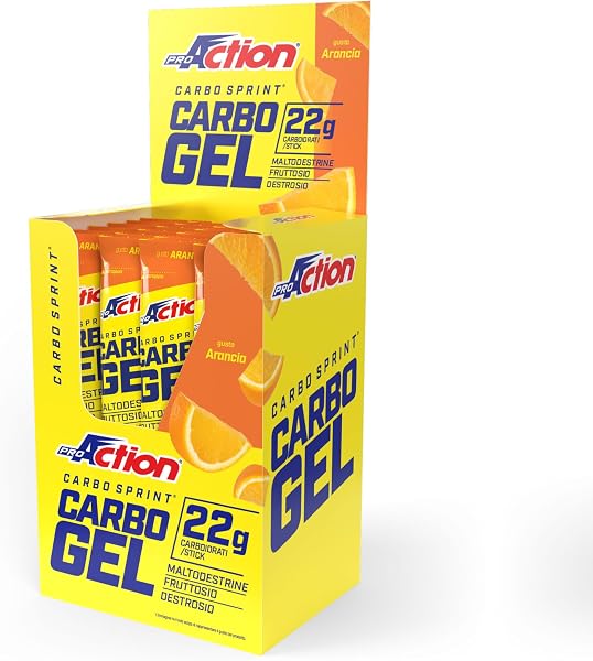 ProAction Carbo Sprint Gel Energetico | Gel Carboidrati per Ciclismo, Running e Corsa | Energy Gel Sport 22g Carboidrati per Stick | Box da 25 pz - 1