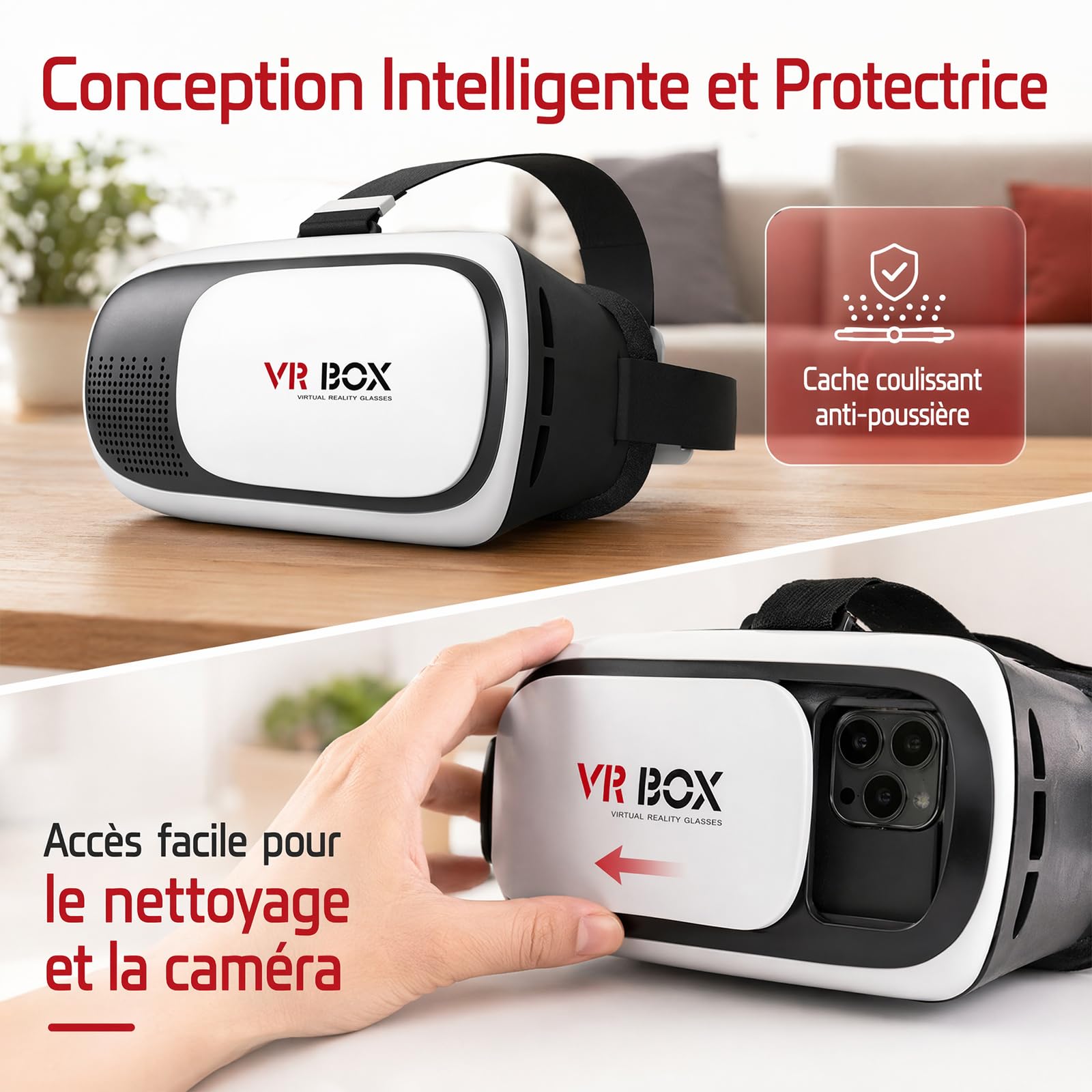 Casque de Réalité Virtuelle Intelligent Jeux Ordinateur Détente VR Box 2.0 Version VR Virtual Lunettes 3D + Bluetooth Télécommande
