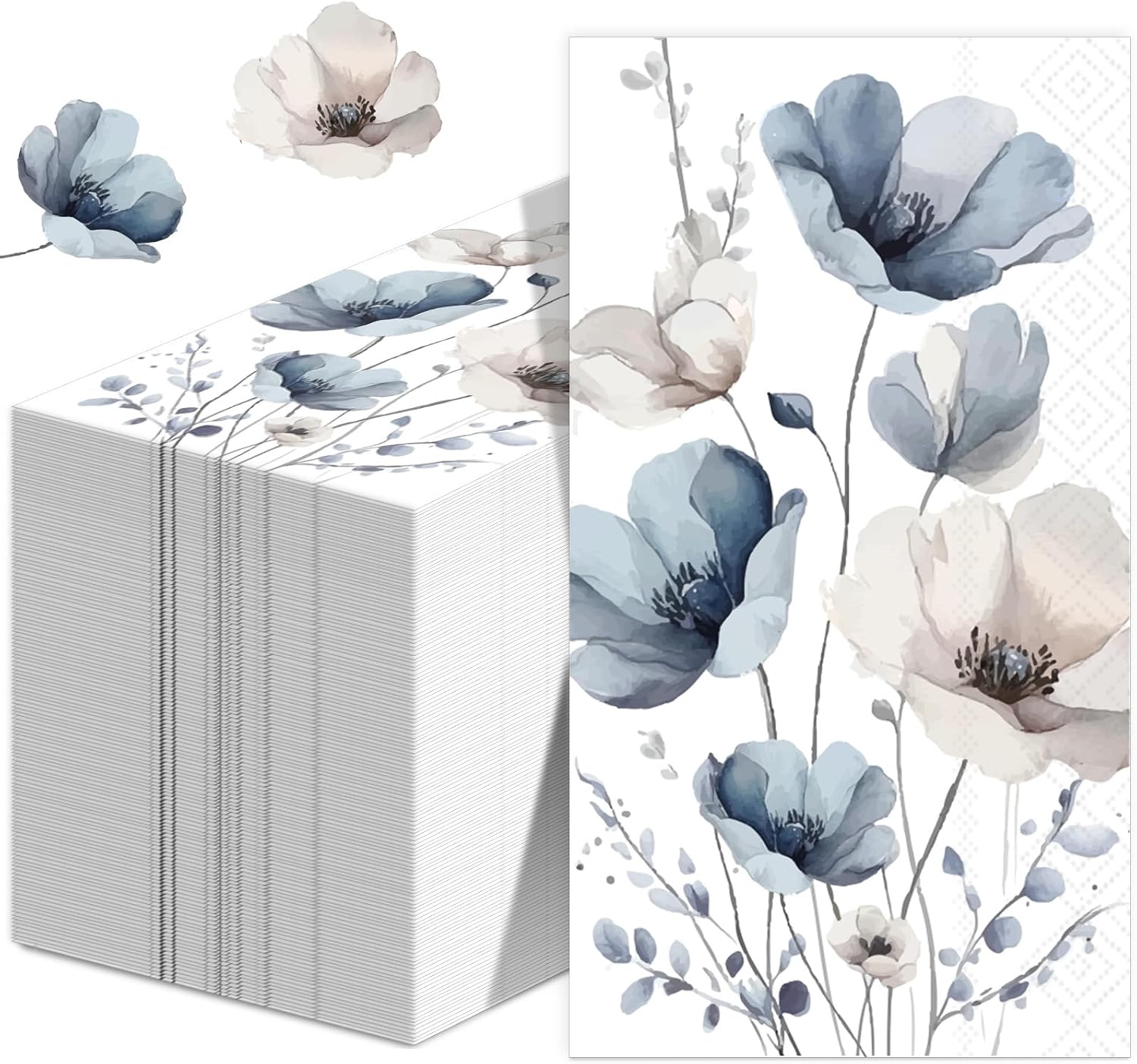 200 Pcs Bulk Paper Guest Towels Floral Napkins Boho Vintage Flower Disposable Dinner Napkins Watercolor Summer Decorative Botanical Hand Towel for Bathroom Wedding Holiday Party 7.9 x 4.3"