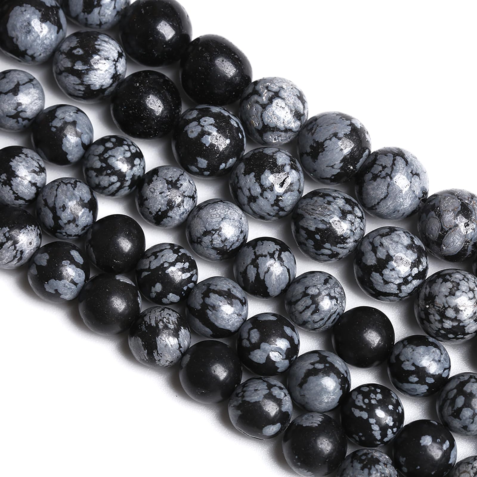 10MM 36PCS Snowflake Obsidian Natural Stone Spacer Loose Beads for Jewelry Making DIY Bracelet โ image 1