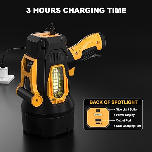 Miniatura 4 de MIXILIN Foco recargable de 90,000 lúmenes, linterna LED súper brillante para exteriores con luz COB y trípode plegable, 10000 Ah de larga duración