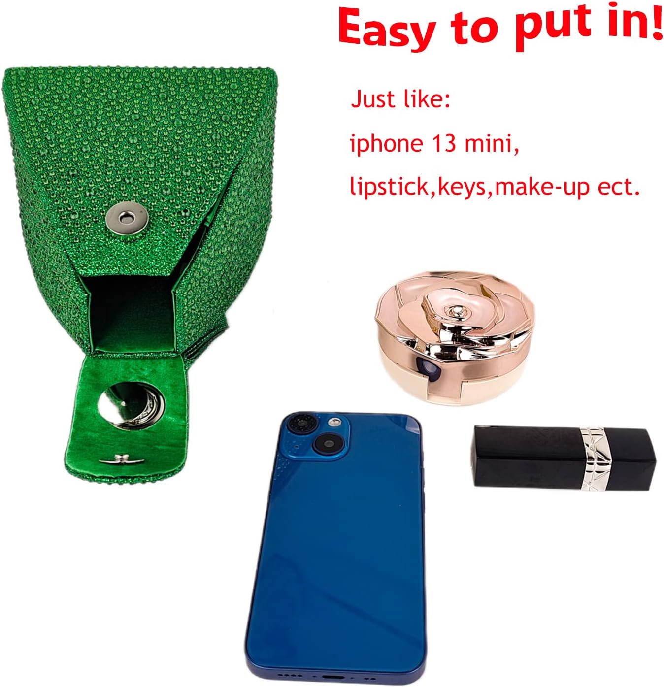 Women Rhinestone Unique Evening Bag Triangle Handbag Wristlet Clutch Purse Wrist Bag - Image 4