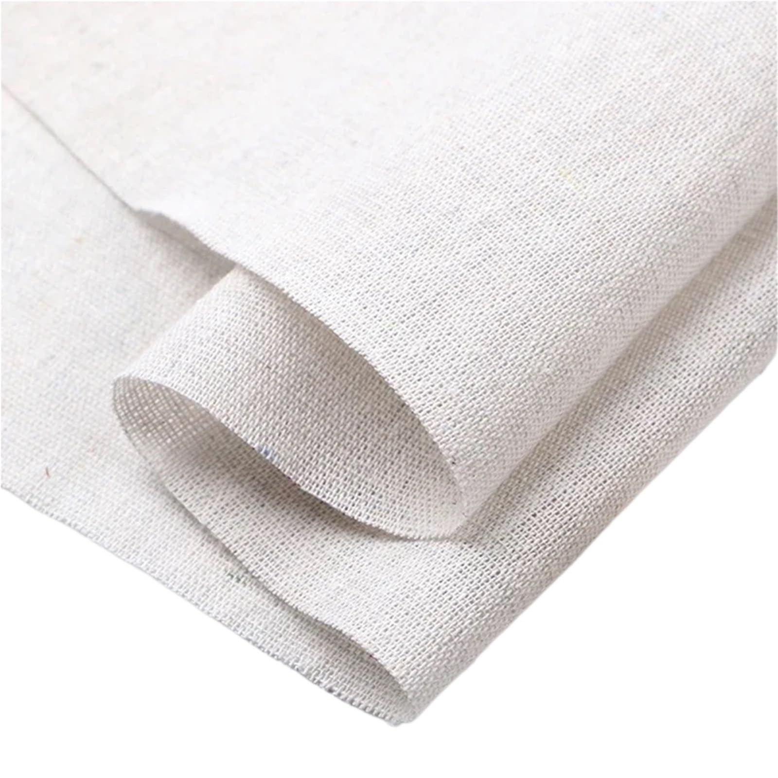 150 x 50 cm / 150 x 500 cm naturalna bawełniana tkanina lniana - niebielona, szara tkanina do ćwiczenia haftowania, szycia DIY i dekoracji domu, splot premium, do ręcznie robionego rękodzieła i