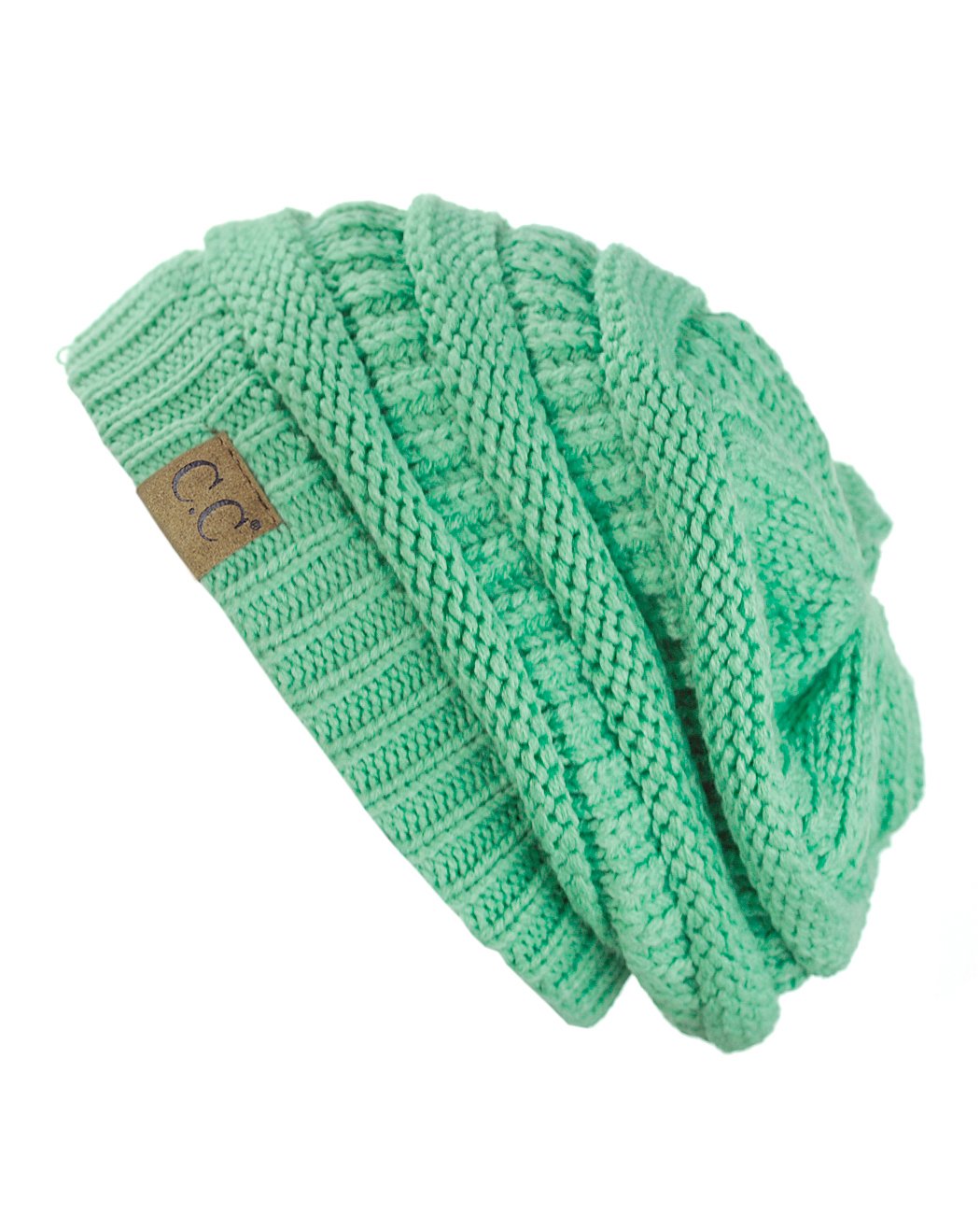 C.C Trendy Warm Chunky Soft Stretch Cable Knit Beanie Skully, Winter Mint, One Size — view 186