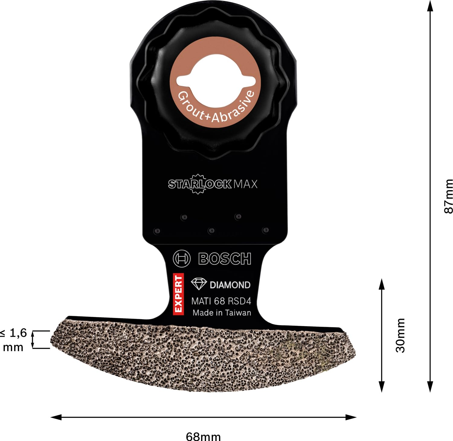 Bosch Professional Set per piastrelle da 4 Pezzi, malta e adesivo per piastrelle, Starlock, accessori per utensili multifunzione