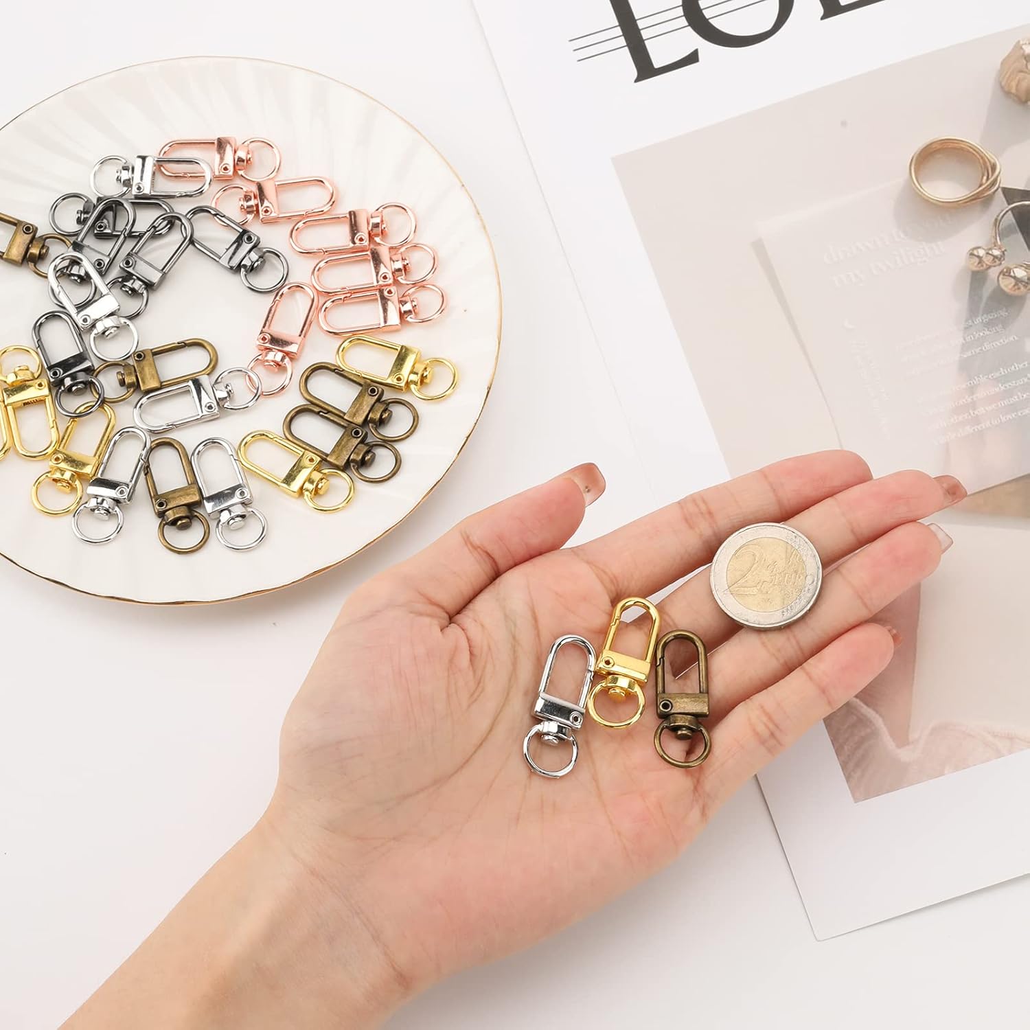 30pcs Metal Lobster Claw Clasps Swivel Lanyards Trigger Snap Hooks Strap for Jewelry Purse Making DIY Bags Keychain Key Rings Art Crafts (Multicolour) - Image 4