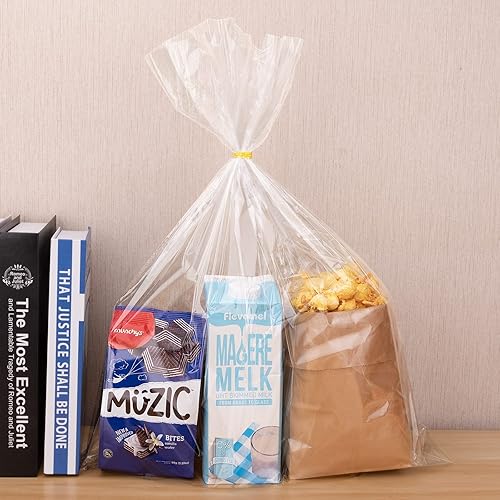 Miniatura 8 de Awpeye Bolsas de celofán de 18 x 24 pulgadas, paquete de 25 bolsas de regalo de celofán, bolsas transparentes anchas de celofán para tazas, botellas