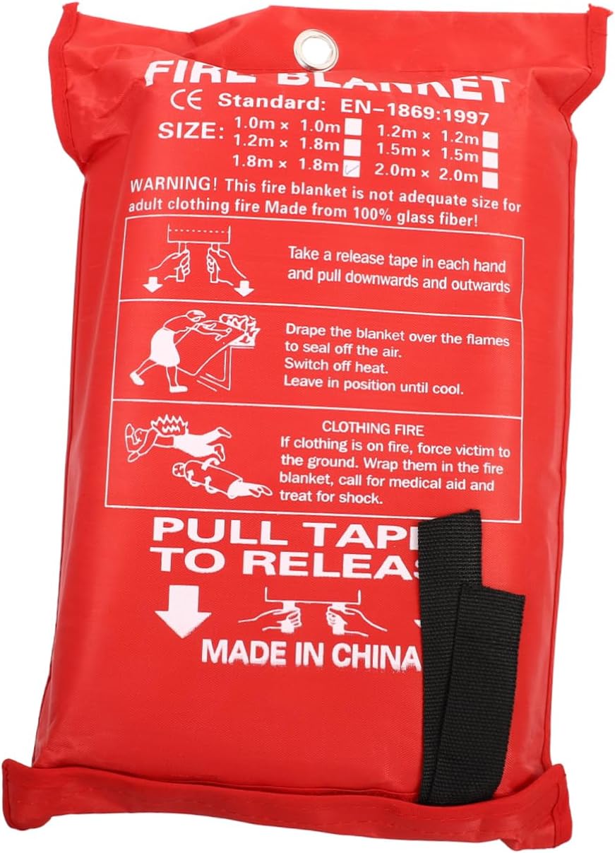 BESPORTBLE Portable Fire Emergency Blanket Lightweight Fire Suppression Blanket with Reinforced Strap for Home Safety and Outdoor Protection