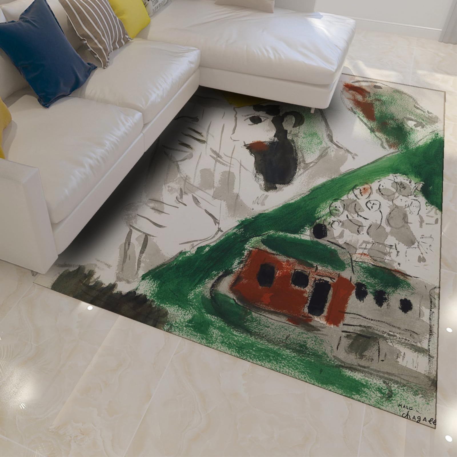 Abstrakcyjny dywanik pod drzwi, 160 x 200 cm, surrealizm, duży dywanik, zabawny fantazyjny dywan do salonu, zmywalny, kuchenny, wycieraczka, składany dywan biurowy