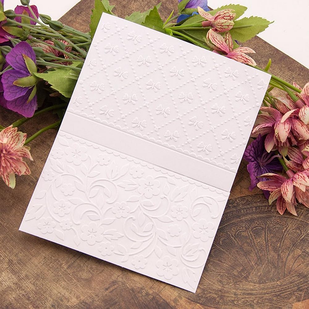 3D Plastic Embossing Folder Template Bow&Small Flowers Texture 4.7x5.91 Inch for Card Making DIY Scrapbooking Paper Crafting Handmade Crafts Scrapbooking Arts Supplies Scrapbook Decor